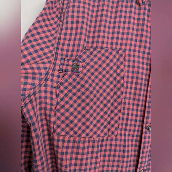 Scotch and soda mens' button shirt plaid dark pink, blue L - Picture 4 of 12